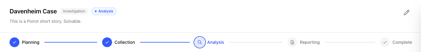 Four-phase breadcrumb navigation in Nquiry: Planning, Collection, Analysis, Reporting